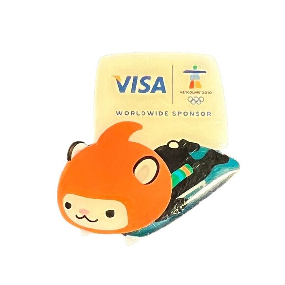 Olympic Games‎ Pin 2010 Vancouver Skeleton VISA Sponsor Mark Mascot Hat Lapel